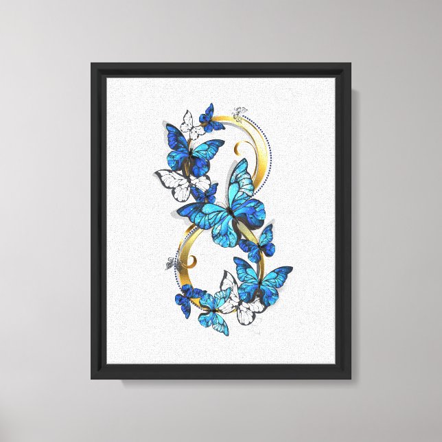 Toile Symbole infini de papillons Morpho bleus (Recto)