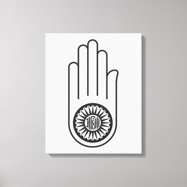 Toile Symbole jaïn d'Ahimsa (Main de non-violence) (Recto)