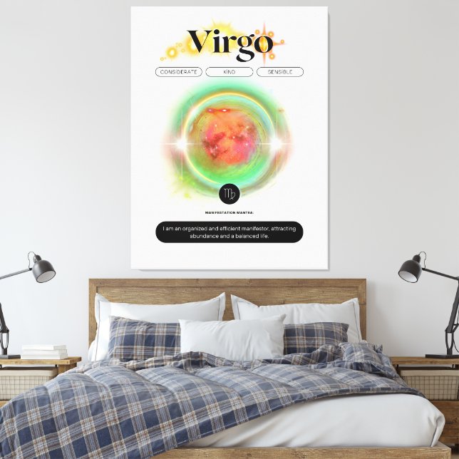 Toile Symbole moderne Zodiac Virgo Quote Élément Terre (Insitu(Chambre))
