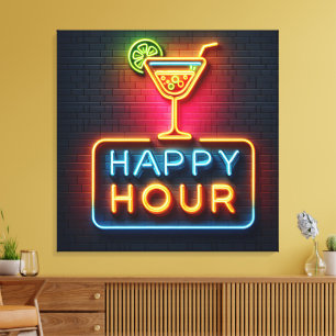 Toile SYMBOLE NEON Happy Hour