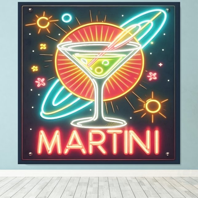 Toile SYMBOLE NEON MARtini DU MILIEU DU SIÈCLE (Insitu (Plancher de Bois))