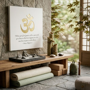 Toile Symbole OM Blanc & Or Professeur de YOGA Méditatio