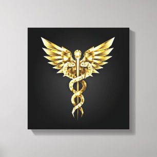 Toile Symbole Polygonal Or Caduceus