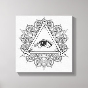 Toile Symbole pyramide des yeux Doodle 6