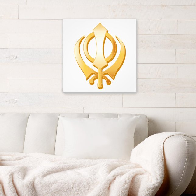Toile Symbole sikh Canvas (Gold Khanda, symbol of the Sikh religion, canvas art. )