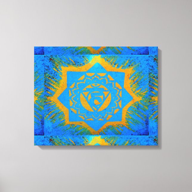Toile symbole tantrique en or bleu (Recto)