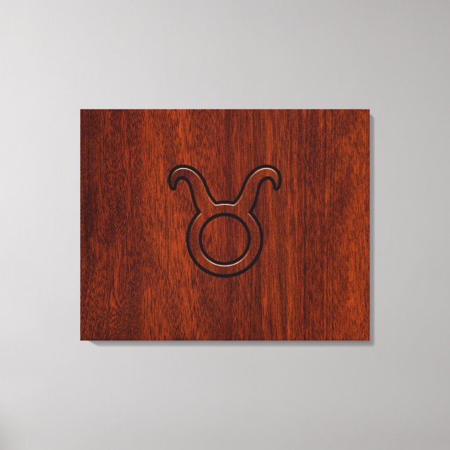 Toile Symbole Taurus Zodiac en Mahogany Style imprimé (Recto)
