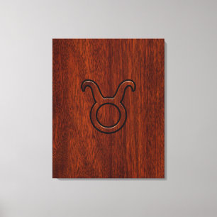 Toile Symbole Taurus Zodiac en Mahogany Style imprimé