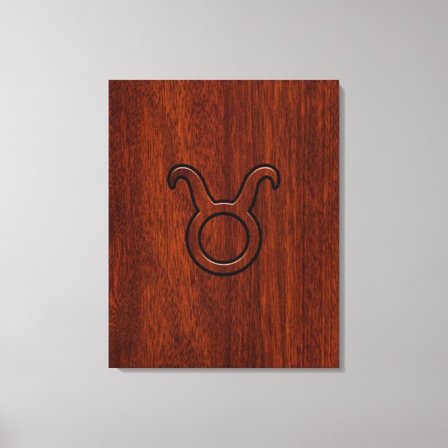 Toile Symbole Taurus Zodiac en Mahogany Style imprimé (Recto)