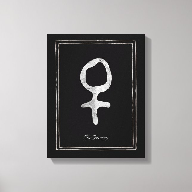 Toile Symbole Vénus de la planète stylisée en argent mar (Recto)