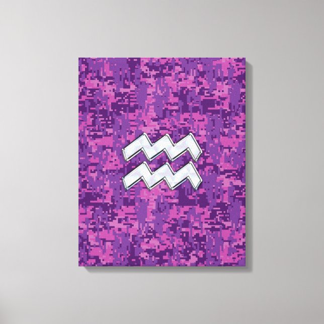 Toile Symbole Zodiaque Aquarius sur camo numérique fuchs (Recto)