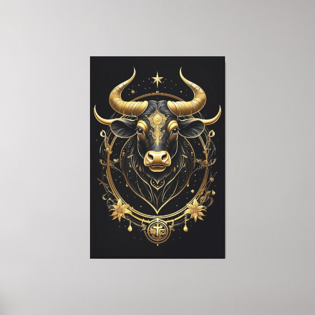 Toile Symbole zodiaque du Taurus d'or (Recto)