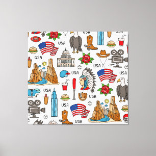Toile Symboles USA Vintage Motif sans couture
