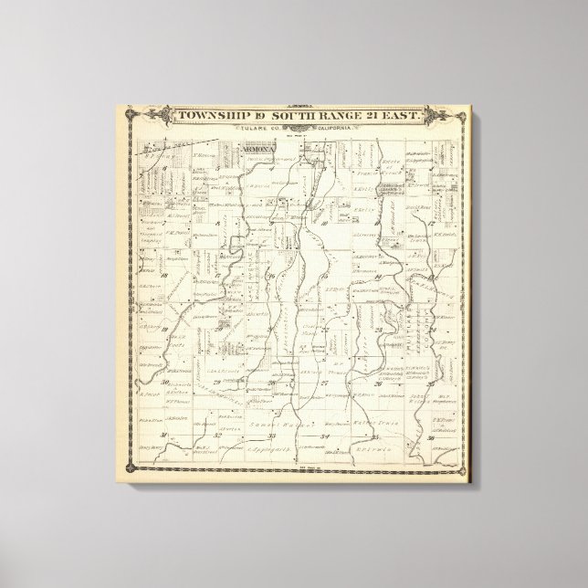 Toile T19S R21E Tulare Comté Plan de section (Recto)
