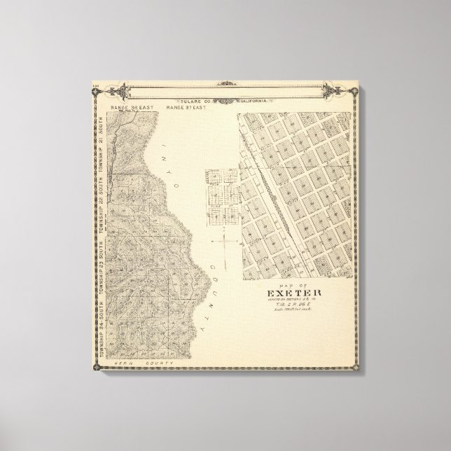 Toile T2124S R3637E Tulare Comté Carte de section (Recto)