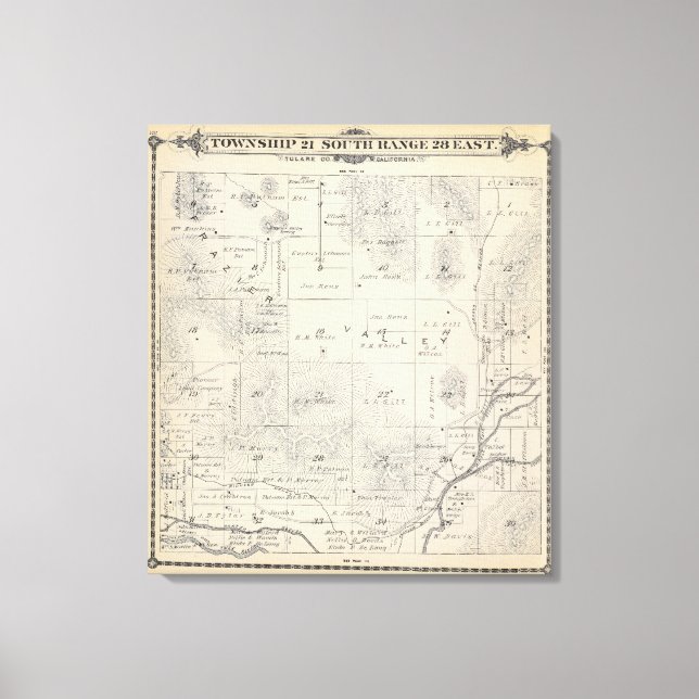 Toile T21S R28E Tulare Comté Plan de section (Recto)