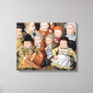Toile T33337 Portrait d'une mère avec ses huit enfants
