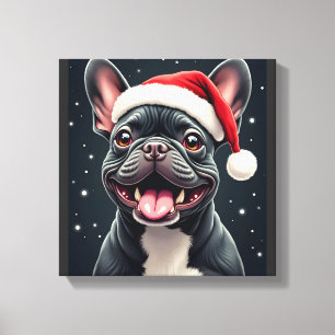 Toile T-Shirt à manches longues pour Noël Bouledogue Fra