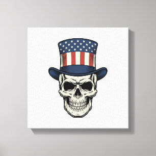 Toile T-shirt à motif de crâne patriotique gravure vinta