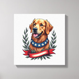Toile T-shirt artistique américaine avec Golden Retrieve