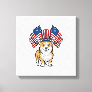 Toile T-shirt avec gravure vintage de chien Corgi patrio