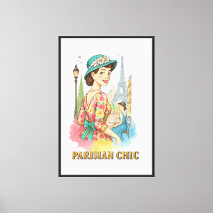Toile T-Shirt Chic Parisien, Mode Française Vintage Eiff