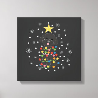 Toile T-shirt classique arbre de Noël caniche jouet noir