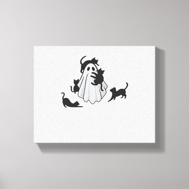 Toile T-shirt classique de chats noirs et fantômes (Recto)