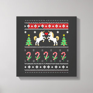 Toile T-shirt de fête de pull de Noël moche de licorne (