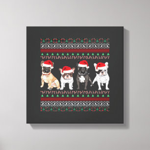 Toile T-shirt essentiel de Noël laid avec Bulldog frança