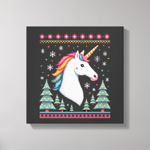 Toile T-Shirt Licorne Tricoté Thème de Noël (
