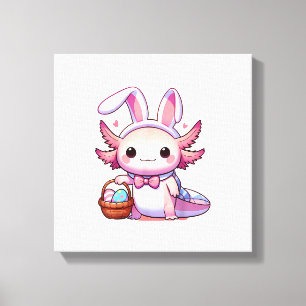 Toile T-Shirt Pâques Axolotl Oreilles de Lapin Œufs