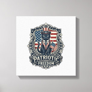 Toile T-shirt vectoriel graphique de chat noir patriotiq