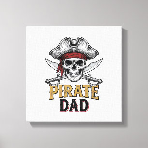 Toile T-shirt vintage gravure crâne épée Papa pirate_1