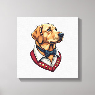 Toile T-shirt vintage patriotique pour chien Retriever d
