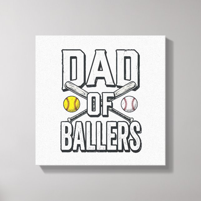 Toile T-shirt vintage pour papa de softball et baseball  (Recto)