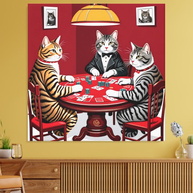 Toile Tabby Cats Jouer Au Poker (Insitu(Salon))
