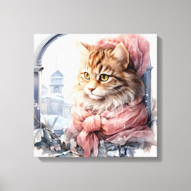 Toile Tabby Chat Brown Dans Une Fenêtre (Recto)