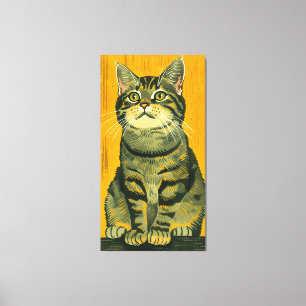Toile Tabby rayé minimaliste gris