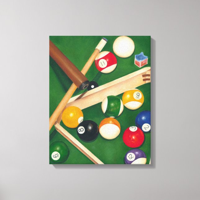 Toile Table de billard Lifelike avec boules et craie (Recto)