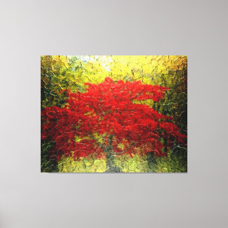 Toile Tableau Abstrait Arbre Rouge En Automne