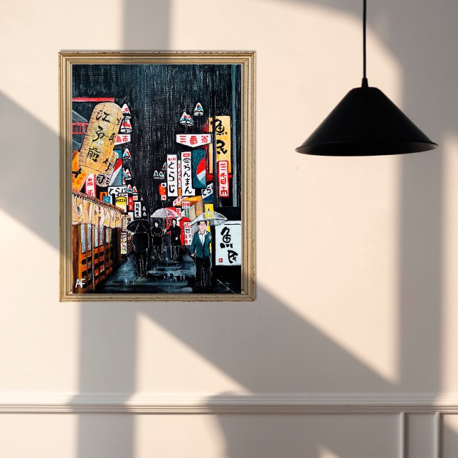 Toile Tableau de la pluie de Tokyo par Alfred Fox (Not Actual Size)