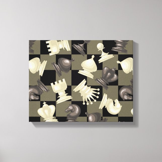 Toile Tableau des pièces d'échecs en bas (Recto)