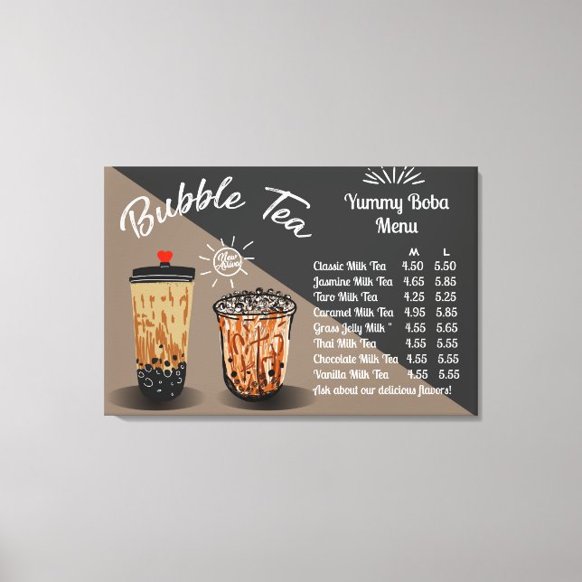 Toile Tableau des prix des donuts au bubble tea personna (Recto)