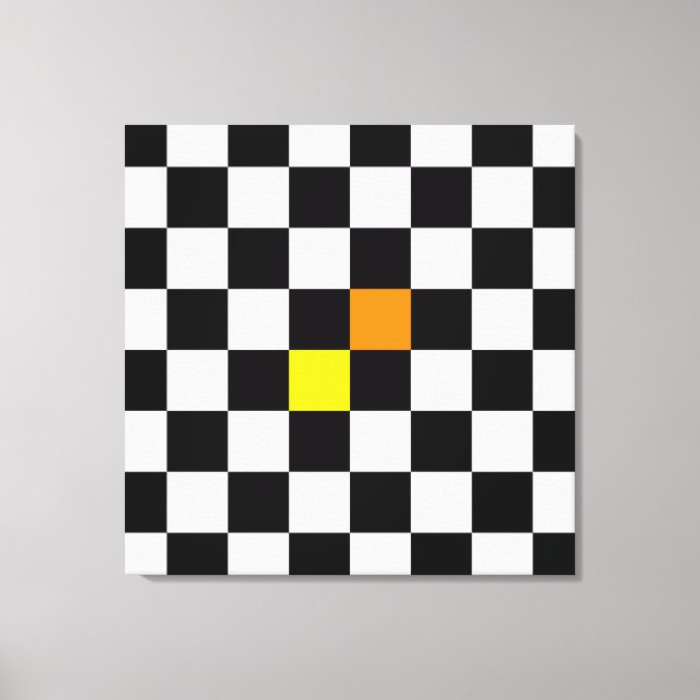 Toile Tableau noir blanc avec couleur orange jaune (Recto)