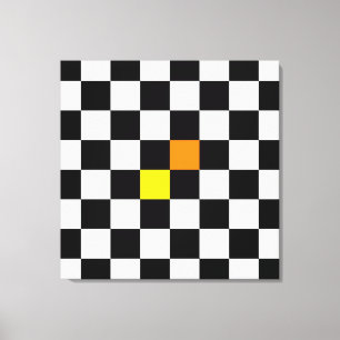 Toile Tableau noir blanc avec couleur orange jaune