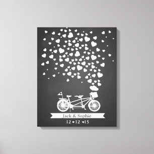 Toile Tableau noir en tandem du livre d'invité mariage a