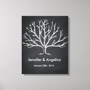 Toile Tableau noir Mariage rustique Arbre d'empreintes d