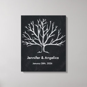 Toile Tableau noir Mariage rustique Arbre d'empreintes d