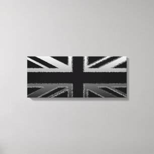 Toile Tableaux Union Jack gris noir et mince